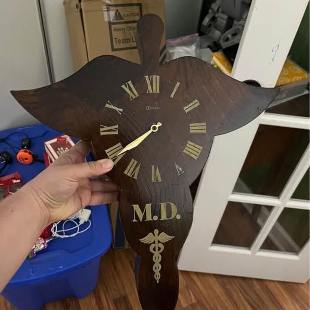 DC Originals Wooden Medical M.D. Caduceus Wall Clock